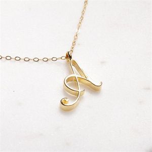 Gold Color Swirl Initial Alphabet Necklace All 26 English A-T Cursive Luxury Monogram Name Word Text Character Capital Letter Pendant Chain Necklaces for Women