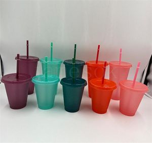 Glitter Color Cup Twinkling Plástico Beber Tumblers com Tampa e Palha Candy Cores Reusável Bebidas Fios Tumbler DB517