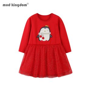 Mudkingdom Baby Mädchen Kleid mit Tieren Prinzessin Langarm Kleider Kinder Herbst Kleidung für Kinder 210615