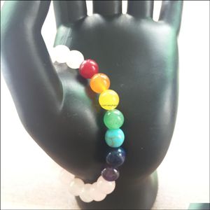 Pärlor, strängar för kvinnor Nature Stone Rose Quartz Armband 7 Chakra Health Detection Jewelry Yoga handledsarmband mala pärlor droppleverans