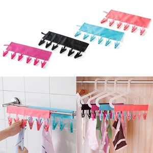 Portable Floding Cloth Clothes Hanger Travel Bathroom Hangers Rack For Socks Towel ClipsClothes WLL1011