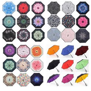 Creative Inverted Umbrella Sun Rain Long-Handled Umbrella Reverse Windproof Double Layer Inverted Chuva Umbrella C-Hook Hands SEA Way DAP288