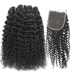 Brazilian Kinky Curly Hair Bundles With Closure Brazilian Curly Virgin Hair With Closure Unprocessed Brazilian Human Hair Extensions Kinky Curly