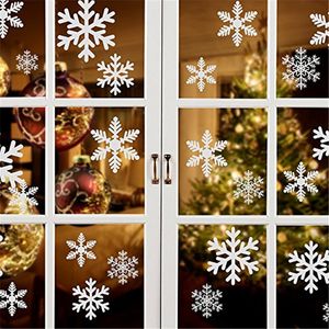 Праздничное рождественское украшение снежинки электростатические наклейки окно стекло Новый год снег наклейки событие и вечеринка подарки плоские домашние стены цветы
