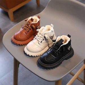 CAPSELLA KIDS Martin Boots with Fur 1-6 Years Autumn Winter Boys Girls Leather Snow Ankle Children Shoes Sneakers 21-30 211227