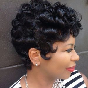 Short Curly Synthetic Wig With Bangs Simulation Human Hair Wigs Hairpieces for Black & White Women Perruques K07