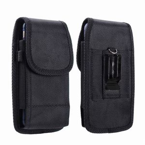 Universal Leather Pouch Waist Flip Cover Cell Phone Fodral för 3,5-6,3 tum iPhone 13 12 Pro Max 11 XS Max X XR 7G 8G Samsung S20 Plus S10 Sport Nylon Belt Clip Holster