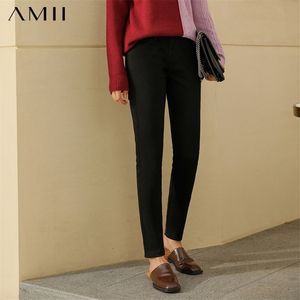 Minimalismo inverno mulheres calças moda sólido veludo grosso calça jeans Causal streetwear cintura alta fêmea 1351 210527