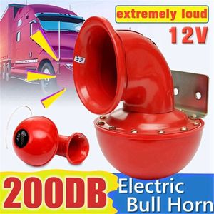 Neue Air Horn mit geringem Stromverbrauch, 12 V, rotes elektrisches Bullhorn, lautes 200 dB Air Horn, wütender Sound für Auto, Motorrad, LKW, Boot