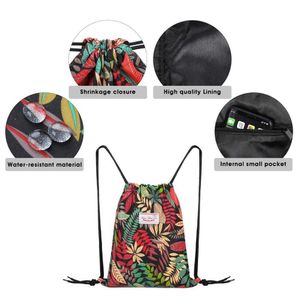 Angeln Wasserdichte Sporttasche Frau Mädchen Sporttasche Reise Kordelzug Rucksack wasserdichte Tasche für Training Fitness Taschen Softback Y0721