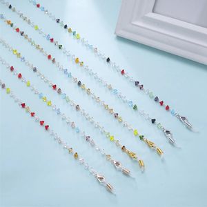 Crystal Four-Corner Beads Glasses Chain Women Holder Chain Reading Non-Slip Necklace Strap Cord Sunglasses Lanyard