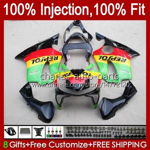 OEM BODY FÖR HONDA CBR600F4I F4 I CBR600FS 01-03 Bodywork A6NO.39 CBR 600F4I 600 F4I FS CC 2001 2002 2003 CBR600 F4I 600CC 01 02 03 Injektionsformmission Respolgrön