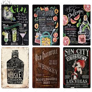 2022 Cocktail Time Club Rum Sinal de Estanho Ferro Placa de Metal Pintura Vintage Funny Placas de Parede Amante para Bar Pub Kitchen Home Homem Cave Decor Novo