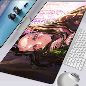 Duży gaming podkładka myszy xxl komputer MOUSEPAD PC MATE MATE LAPTOP MAUSEPAD Demon Slayer Kamado Nezuko Mat Mat Pad G220304