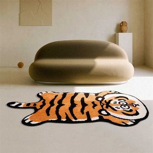 Cartoon Tiger Drzwi Mata Miękkie Kids Room Dekoracyjny Dywanik Chłonny Łazienka Dywany Dywany Kąpielowe Dywany Dywany Dywanowe Dywany 211109