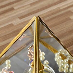 Schmuckbeutel, Taschen, Pyramiden-Aufbewahrungsbox, Glas-Terrarium-Design-Halter, klar, facettiert, Sukkulenten-Luftpflanzen-Pflanzgefäß/Andenken, Schwarz) P9YF