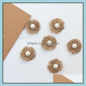 Festive Party Home Giardino Decorativo Fiori Fiori Corone 5 PZ Handmade Naturale Juta Burlap Issian Flower Artificiale Fiore fai da te Forniture artigianali Vintag