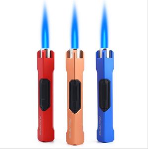 Newest Strong Pen Torches Jet Lighter Butane Windproof Straight Ciagr Lighters Igniter NO Gas For Kitchen barbecue Tools 3 colors