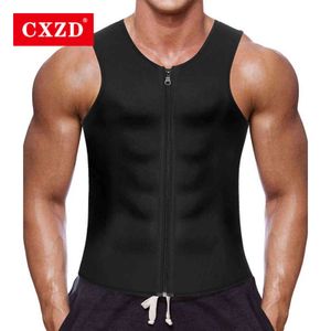 CXZD Waist Trainer Vest för män Kvinnor Weightloss Neopren Corset Body Shaper Zipper Shapewear Slimming Belt Belly 211112