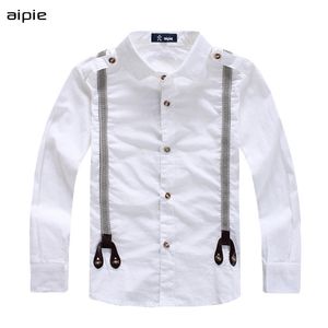 Children's Shirts Classic Strap design England Style Cotton 100% Long-sleeved Kids Boy's Shirts Clothing 210306