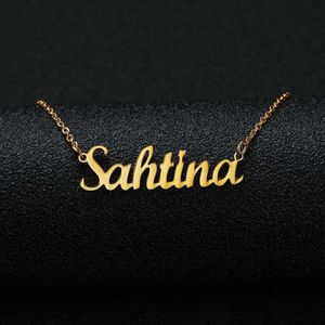 Gold Silber Farbe personalisierte benutzerdefinierte Namen Anhänger Halskette personalisierte kursive Namensschild Halskette Frauen handgemachte Geburtstagsgeschenk Mode