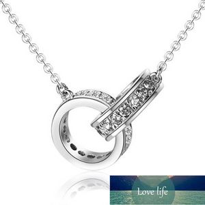 925 Sterling Silver Jewelry Korean Version Of The New Simple Fashion Bicyclic Brilliant Clavicle Chain Pendant