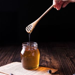 New Wooden Honey Coffee Spoons Long Mixing Spoon Bee Tools Honey Stirrer Muddler Stirring Stick Honey Dipper Wood Carving Stirring Spoons DH5866