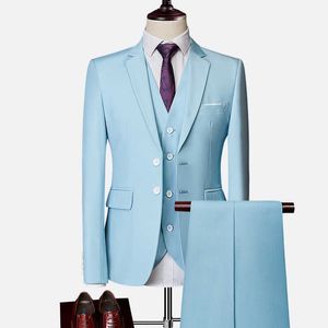 Suit Male 3 Piece Set Business Mäns kostymer Blazers Stor storlek Boutique Suit Slim 2021 High-end formell passform fest. Bröllops vanliga X0909