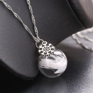 Naszyjniki wiszącego świątecznego anioła pióra Puchla śniegu szklana butelka Naszyjnik dla kobiet Make a Wish Bead Choker Daily Jewelry Dostawcy biżuterii