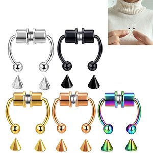 Fashion Fake Nose Ring Hoop Magnetic Horseshoe Rings 316L Stainless Steel Faux Septum Rings Non Piercing Clip On Nose Hoop Rings