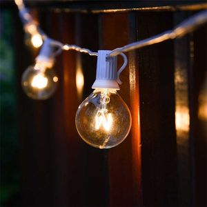 60m 15m White Cable Patio String Lights Outdoor Waterproof G40 Globe Wedding Retro Garland String Light For Party Backyard Decor 211104