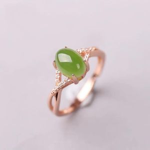 Wholesale jade rose gold ring for sale - Group buy Cluster Rings Jade Hetian Women s S925 Silver Rose Gold Jasper Fashion Egg Noodle Openning Ring Gift