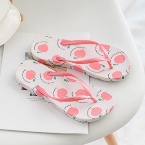 Tofflor Summer Flip Flops for Women Strawberry Peach ALLA Black HerringBone Girls Storlek 36-40 Färgglada solrosor Smile