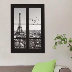 Naklejki ścienne Naklejki 3D Okno Wieża Eiffla Paris City Removable Art Decor Dekoracje Dla Dzieci Room Fototapeta