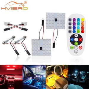 T10 RGB 5050 36SMD Auto LED Remote Control Car Panel Interiörljus Läser Dome Festoon BA9S Adapter DC 12V Light