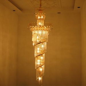 Chandeliers Duplex Loft Spiral Crystal For Stairwell Clear Lustre El Modern Saircase Chandelier Led E14 Suspension Stair Lamp