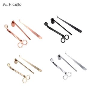 3pcs/set Candle Snuffer Trimmer Hook Stainless Steel Luxury candle scissors Wicks Holder Dipper Home Deco Rose Gold Silver Black 211222