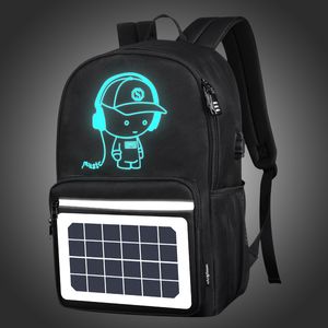 SenKeystyle homens de energia solar mochilas de alta qualidade luminosa escola mochila para meninos adolescente estudantes sacos