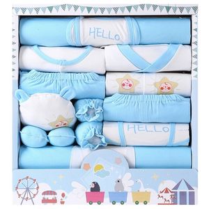 18 PCS Newborn Cotton Unisex Girl Rompers Pants Hats Gloves Socks Boy Clothes Long Sleeve Baby set 210309