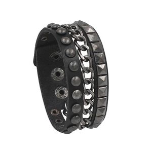 Charm Armbänder 2021 Mode Multilayer Rock Spikes Niet Ketten Gothic Punk Breite Manschette Leder Armband Armreif Für Frauen Männer Jewe223i