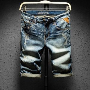 Men's Shorts Summer Europe America Men Jeans Knee Length Vintage Frayed Stretch Slim High Quality Fashion Male Denim