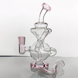Rosa-transparente dobrado pescoço de vidro bongs tubos de fumo Óleo de favo favo favo favo de mel tubulações de água 10mm fêmea articulação feminina articulações com acessórios de tigela rosa