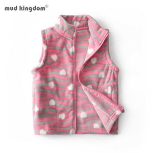 Mudkingdom 키즈 조끼 자켓 가을 겨울 양털 어린이 겉옷 가벼운 캐주얼 귀여운 폴카 도트 패턴 소년 소녀 210615