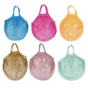 Shoppingkassar mesh net sträng väska återanvändbar tote grönsak frukt lagring handväska vikbara hem handväskor livsmedelsbutik tygväska dap06