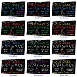 LX1234 Your Names Fan Cave Ice Cold Beer Non Stop Action Light Sign Dual Color 3D Engraving