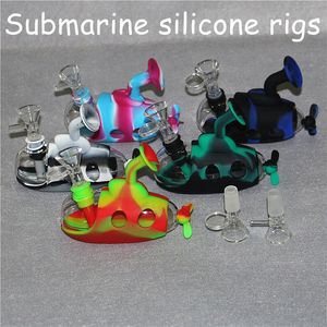 denizaltı tasarım nargile su bong 14mm kase mini bongs ayrılabilir silikon koruyucu cam fıskiye sigara boruları