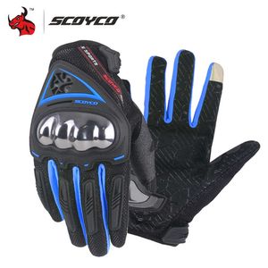 SCOYCO Alloy Steel Madbike Motorcycle Gloves Racing Gloves Luva Couro Motoqueiro Motorbike Full Finger Motocross Gloves H1022