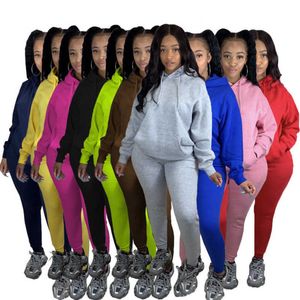 Women Tracksuits Two Pieces Set Casual Long Sleeve Leggings Outfits Solid Color Ladies Fashion Loose Autumn And Winter Sportswear