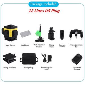 FreeShipping 12 16 Lines Laser Levels Green Beam 4D Self-Leveling 360 Horizontal&Vertical Hanging For Floor Wall Powerful Laser levels