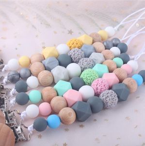 Baby Pacifier Clips Silica Gel Pacifier Soother Holder Beaded Clip Chain Nipple Teether Dummy Strap Chain Baby Shower Gift zyy654